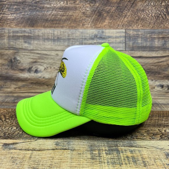 The Fly Mens Trucker Hat Neon Green Snapback 1986 Jeff Goldblum Cult Horror Cap - Picture 4 of 8